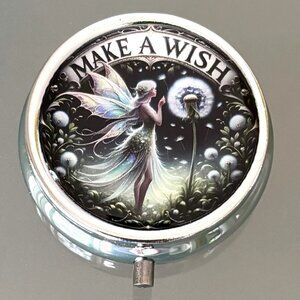 Make a Wish Fairy Dandelion Puff 3 Compartment Purse Travel Vitamin Pill Box